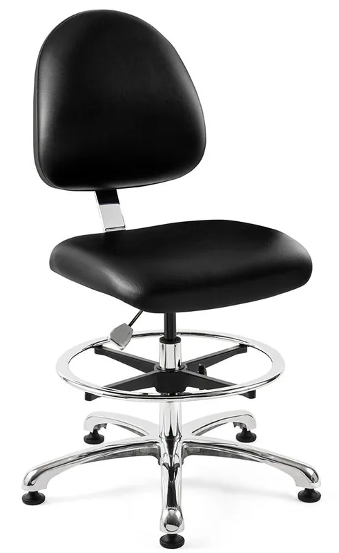 Bevco 9350MC2 Integra Mid-Height Class 100 Cleanroom Chair with Standard Back & Polished Aluminum Base, Vinyl