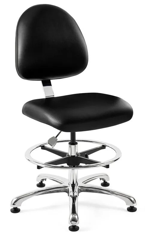 Bevco 9350MC3 Integra Mid-Height Class 1,000 Cleanroom Chair with Standard Back & Polished Aluminum Base, Vinyl