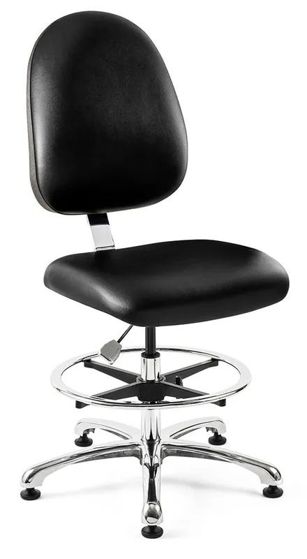 Bevco 9550LC1 Integra Bench Height Class 10 Cleanroom Chair with Large Back, Vinyl