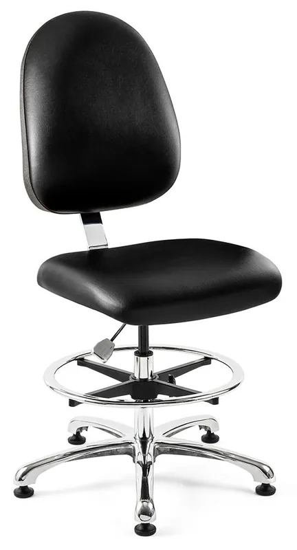 Bevco 9550LC3 Integra Bench Height Class 1,000 Cleanroom Chair with Large Back & Polished Aluminum Base, Vinyl