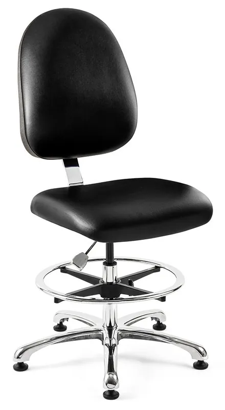 Bevco 9550LC4 Integra Bench Height Class 10,000 Cleanroom Chair with Large Back & Polished Aluminum Base, Vinyl