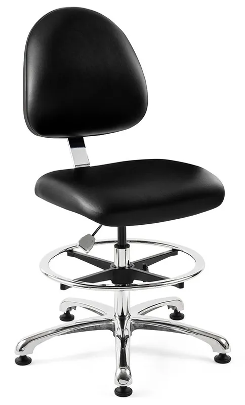 Bevco 9550MC3 Integra Bench Height Class 1,000 Cleanroom Chair with Standard Back & Polished Aluminum Base, Vinyl