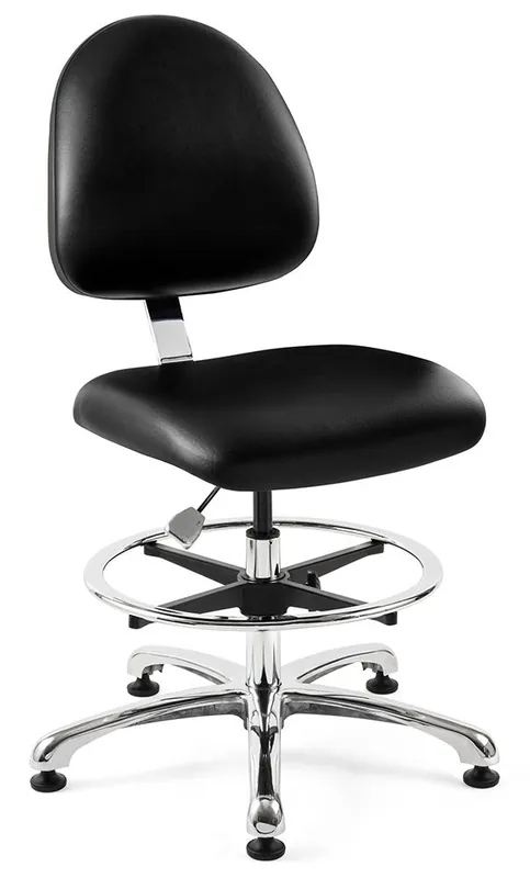 Bevco 9550MC4 Integra Bench Height Class 10,000 Cleanroom Chair with Standard Back & Polished Aluminum Base, Vinyl