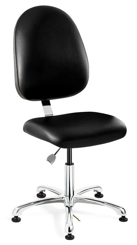 Bevco 9050LE3 Integra Desk Height Class 1,000 Cleanroom ESD Chair with Large Back & Polished Aluminum Base, Vinyl