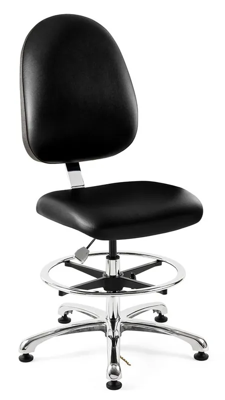 Bevco 9350LE1 Integra Mid-Height Class 10 Cleanroom ESD Chair with Large Back & Polished Aluminum Base, Vinyl