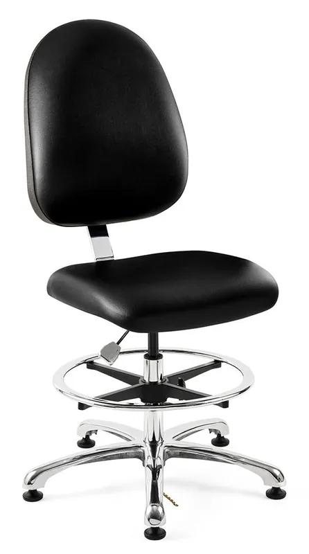 Bevco 9350LE2 Integra Mid-Height Class 100 Cleanroom ESD Chair with Large Back & Polished Aluminum Base, Vinyl