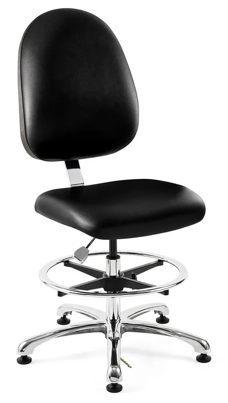 Bevco 9350LE3 Integra Mid-Height Class 1,000 Cleanroom ESD Chair with Large Back & Polished Aluminum Base, Vinyl