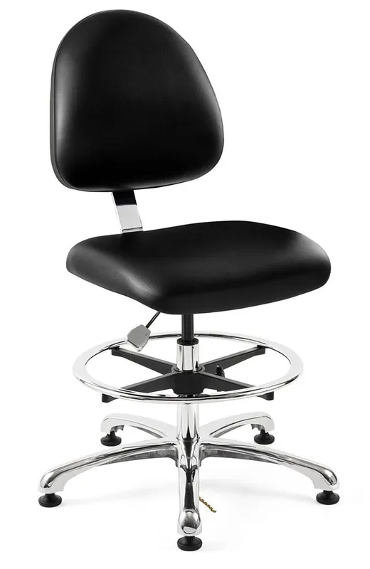Bevco 9350ME1 Integra Mid-Height Class 10 Cleanroom ESD Chair with Standard Back & Polished Aluminum Base, Vinyl
