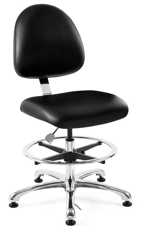 Bevco 9350ME2 Integra Mid-Height Class 100 Cleanroom ESD Chair with Standard Back & Polished Aluminum Base, Vinyl