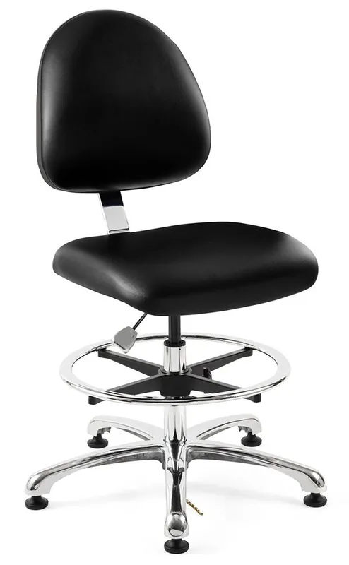 Bevco 9350ME4 Integra Mid-Height Class 10,000 Cleanroom ESD Chair with Standard Back & Polished Aluminum Base, Vinyl