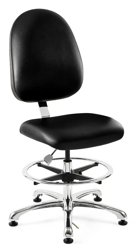 Bevco 9550LE3 Integra Bench Height Class 1,000 Cleanroom ESD Chair with Large Back & Polished Aluminum Base, Vinyl