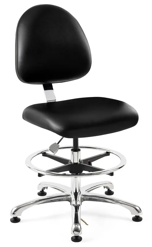 Bevco 9550ME1 Integra Bench Height Class 10 Cleanroom ESD Chair with Standard Back & Polished Aluminum Base, Vinyl