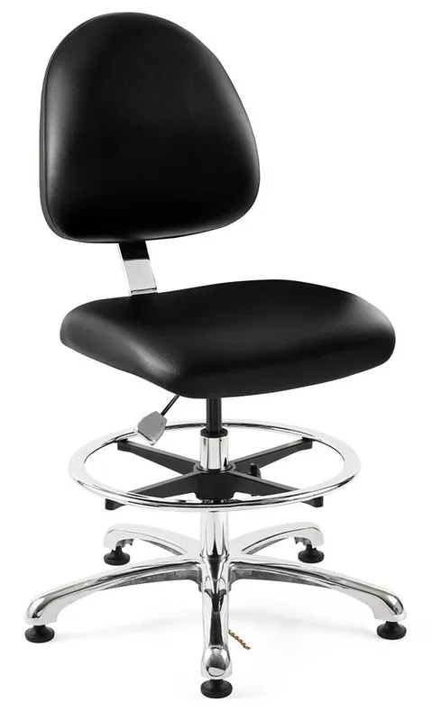 Bevco 9550ME3 Integra Bench Height Class 1,000 Cleanroom ESD Chair with Standard Back & Polished Aluminum Base, Vinyl