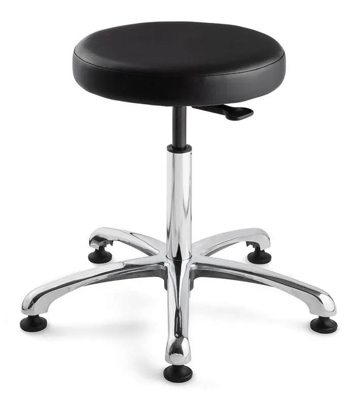 Bevco 3050C2-V Vinyl Class 100 Cleanroom Stool with Polished Aluminum Base, 15.5"-20.5"