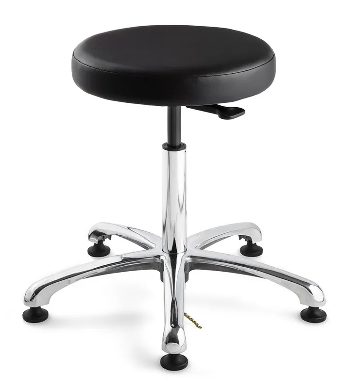 Bevco 3050E2-V Vinyl Class 100 Cleanroom ESD Stool with Polished Aluminum Base, 15.5"-20.5"