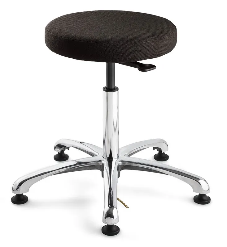 Bevco 3050E-F Fabric ESD Stool with Polished Aluminum Base, 15.5"-20.5"