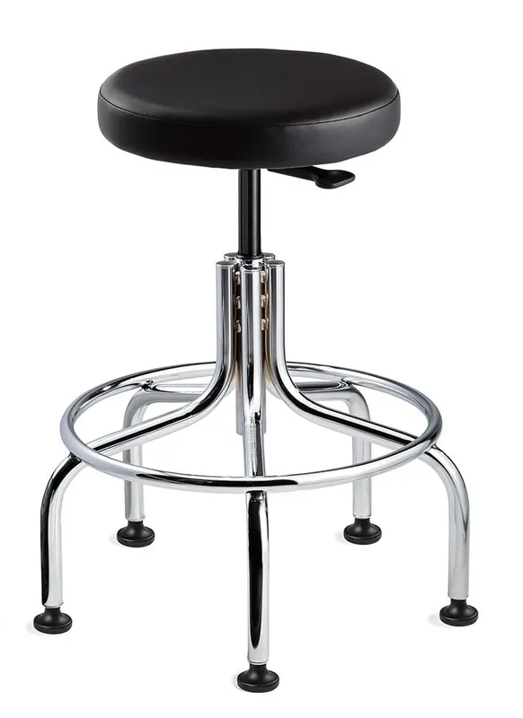 Bevco 3210C2-V Vinyl Class 100 Cleanroom Stool with Tubular Steel Base, 19"-24"