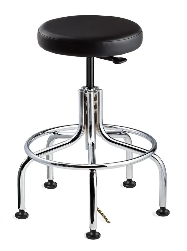 Bevco 3210E2-V Vinyl Class 100 Cleanroom ESD Stool with Tubular Steel Base, 19"-24"