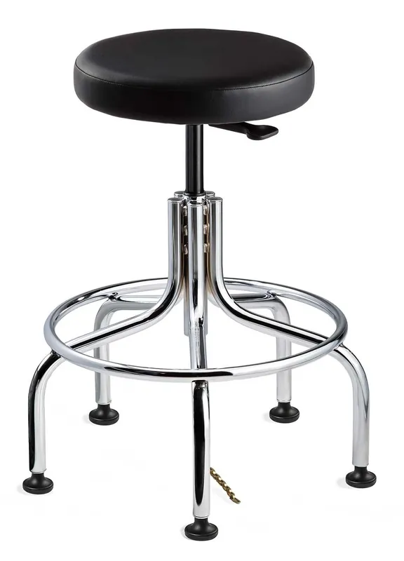 Bevco 3210E-V Vinyl ESD Stool with Tubular Steel Base, 19"-24"