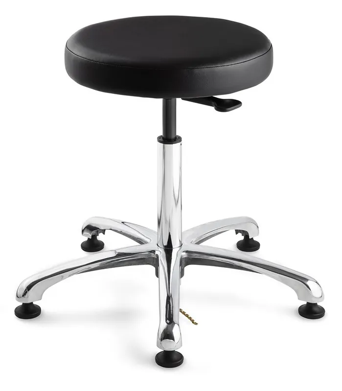 Bevco 3350E2-V Vinyl Class 100 Cleanroom ESD Stool with Polished Aluminum Base, 18.5"-26"