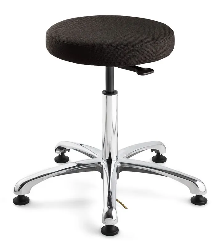 Bevco 3350E-F Fabric ESD Stool with Polished Aluminum Base, 18.5"-26"
