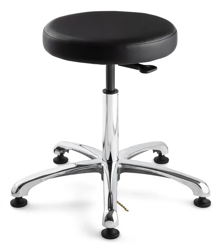 Bevco 3350E-V Vinyl ESD Stool with Polished Aluminum Base, 18.5"-26"