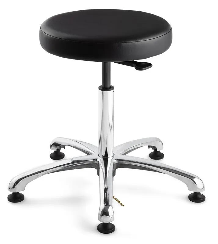 Bevco 3550E2-V Vinyl Class 100 Cleanroom ESD Stool with Polished Aluminum Base, 21.5"-31.5"
