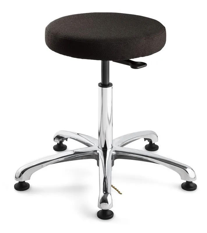 Bevco 3550E-F Fabric ESD Stool with Polished Aluminum Base, 21.5"-31.5"