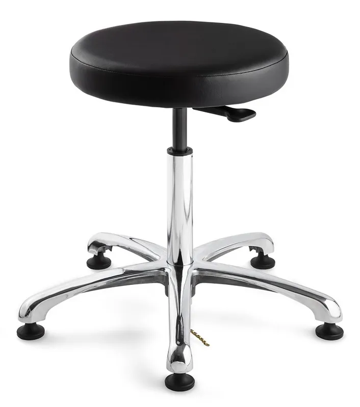 Bevco 3550E-V Vinyl ESD Stool with Polished Aluminum Base, 21.5"-31.5"