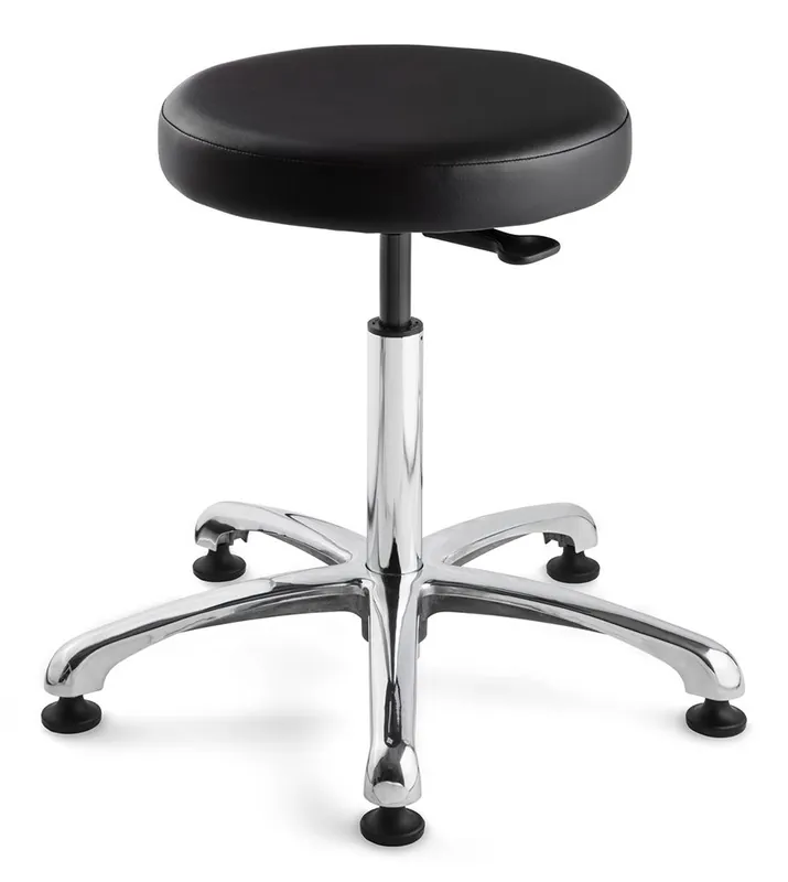 Bevco 3550C2-V Vinyl Class 100 Cleanroom Stool with Polished Aluminum Base, 21.5"-31.5"
