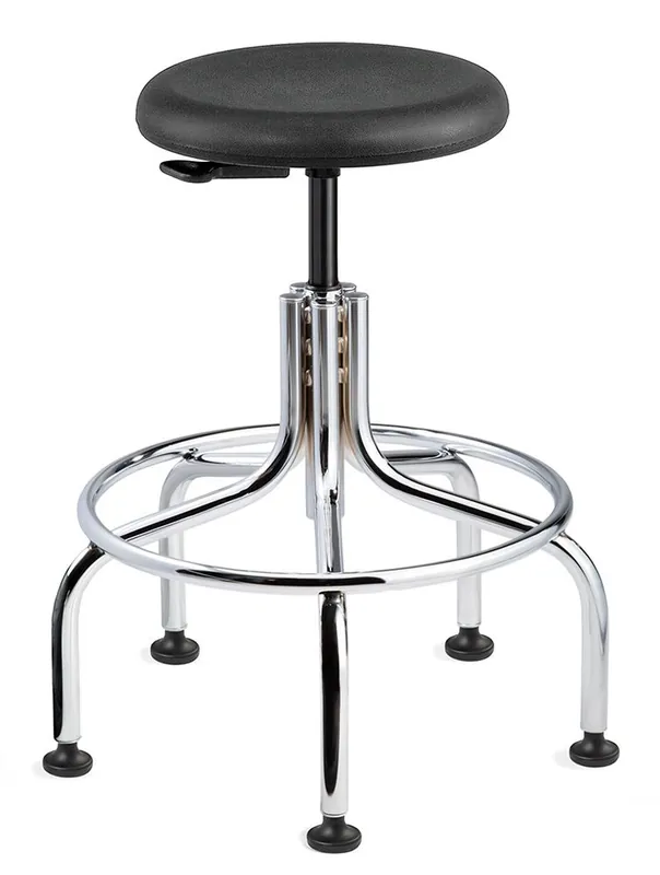 Bevco 3610C1P Polyurethane Class 10 Cleanroom Stool with Tubular Steel Base