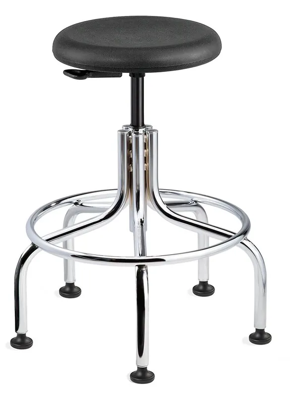 Bevco 3210C1P Polyurethane Class 10 Cleanroom Stool with Tubular Steel Base, 18"-23"