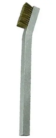 Gordon Brush 33BA Conductive Scratch Brush with Triple Row 1-1/4" Brass 0.003" dia. Bristles, 7/16" Trim & 3/8" dia. Aluminum Handle, 6-7/16" OAL