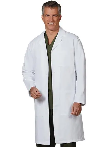 Fashion Seal® 3495 Cotton Poplin Knee-Length Unisex Lab Coat with 1 Inner & 2 Oversized Outer Pockets, White
