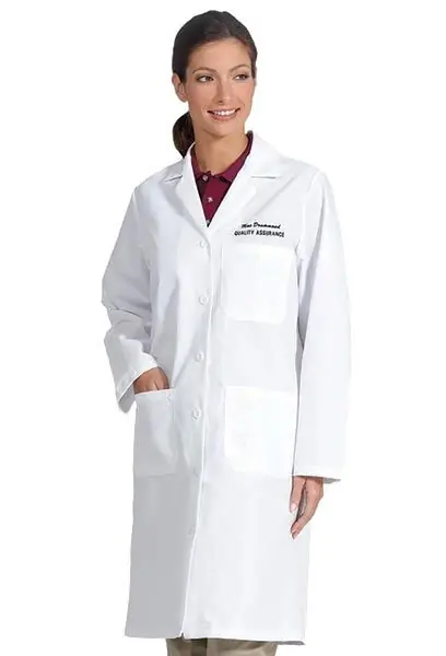Fashion Seal® 400 Poplin Traditional Womens‘ Lab Coat with Stitched Back Belt, 1 Inner & 2 Oversized Outer Pockets, White