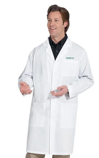 Fashion Seal® 415 Twill Knee-Length Unisex Lab Coat with 1 Inner & 2 Oversized Outer Pockets, White