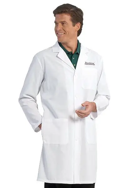 Fashion Seal® 420 Twill Knee-Length Mens‘ Lab Coat with 1 Inner & 2 Outer Pockets, White