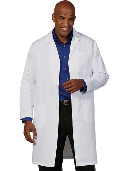 Fashion Seal® 423 Twill Knee-Length Mens‘ Lab Coat with 1 Inner & 2 Outer Pockets, White