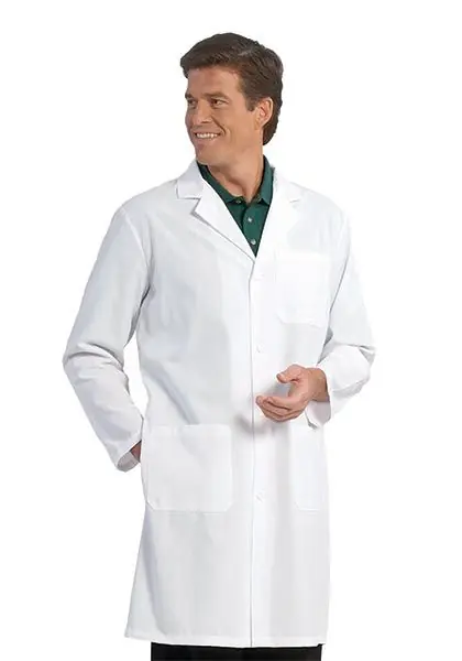 Fashion Seal® 433 Poplin Knee-Length Mens‘ Lab Coat with 1 Inner & 2 Outer Pockets, White