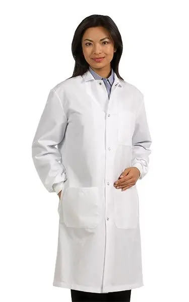 Fashion Seal® 439 Cotton Poplin Knee-Length Unisex Lab Coat with 1 Inner & 2 Outer Pockets, White