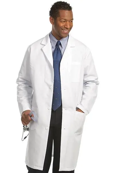 Fashion Seal® 482 Heavyweight Twill Knee-Length Mens‘ Lab Coat with 1 Inner & 2 Outer Pockets, White