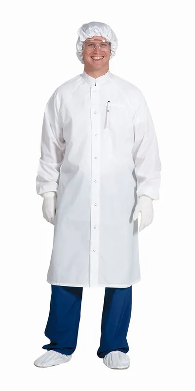 Worklon® 3444 Maxima HD High Density Frock with Elasticized Cuffs & Snap Closure, White
