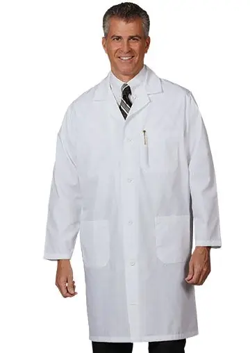 Fashion Seal® 432 Fab Poplin Knee-Length Mens‘ Lab Coat with 1 Inner & 2 Outer Pockets, White