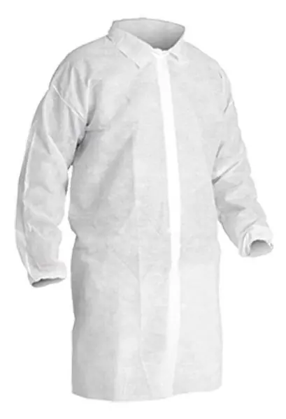 CleanPro® DLWH-NP Polypropylene Disposable Lab Coats, White