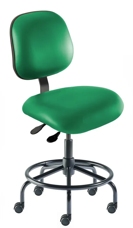 BioFit EE Series Cleanroom ESD Chair with Tubular Steel Base & Attached Footring