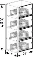 CleanPro® 5495 Tape & Reel Storage Desiccator Dry Cabinet, 4 Chambers, 17" x 24" x 66"