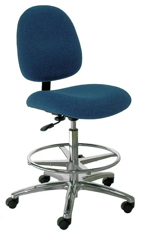 Industrial Seating Series 10 Bench Height Chair with Polished Aluminum Base, Fabric