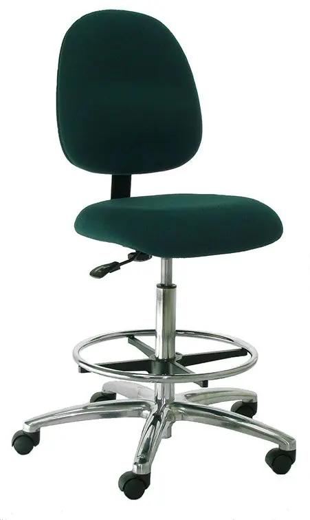 Industrial Seating Series 20S Bench Height Chair with Small Waterfall Seat & Polished Aluminum Base, Fabric