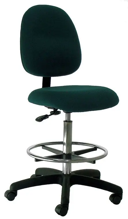 Industrial Seating Series 20S Bench Height Chair with Small Waterfall Seat & Black Nylon Base, Fabric