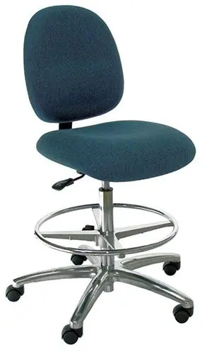 Industrial Seating Series 20M Bench Height Chair with Medium Waterfall Seat & Polished Aluminum Base, Fabric
